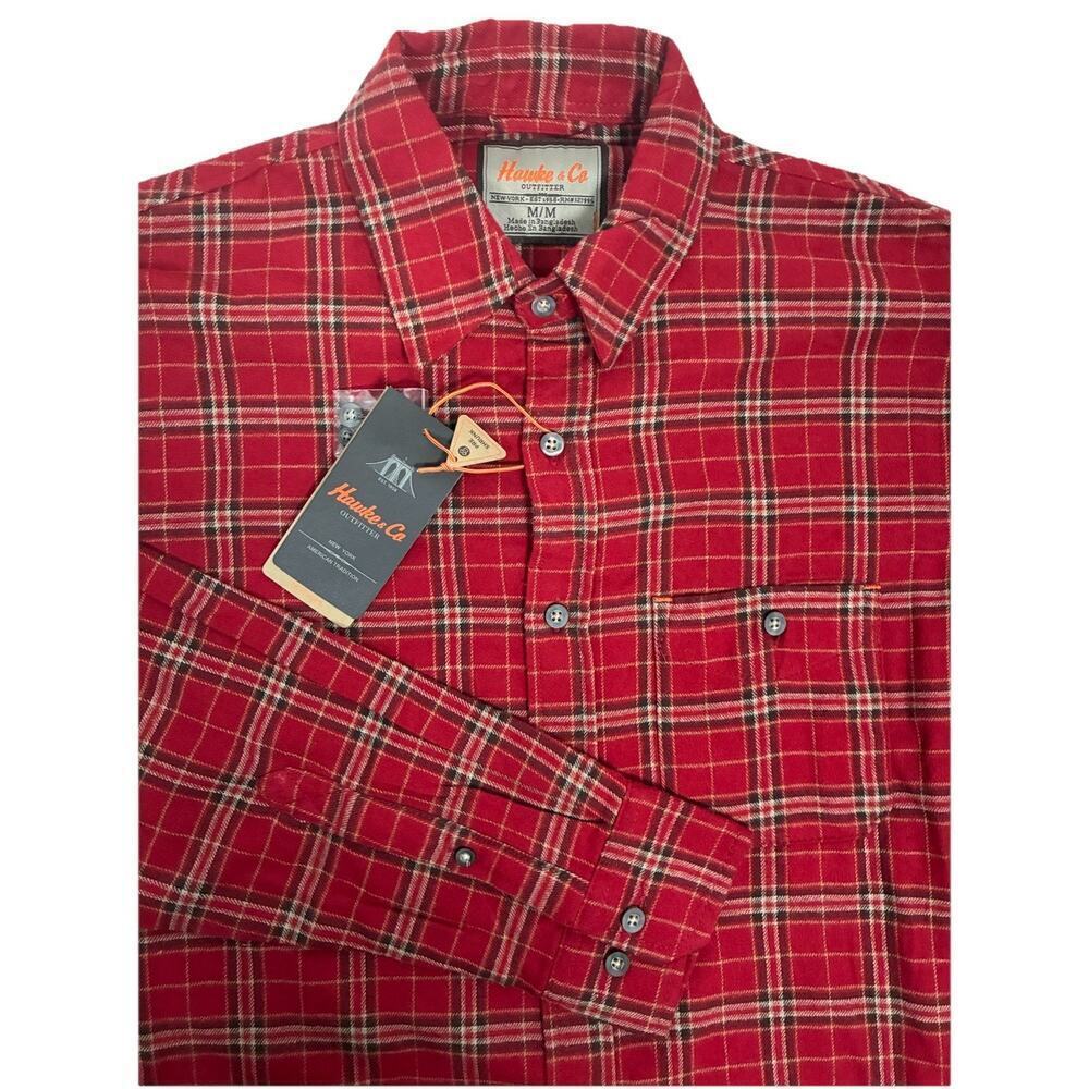Hawke & Co Outfitters Flannel Shirt Plaid Medium NWT Mens Button Up 100% Cotton